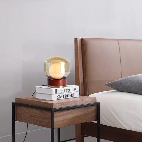 Wood and Glass Table Lamp for Living Room