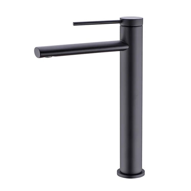 Deck mounted bathroom sink faucet - sleek modern silhouette