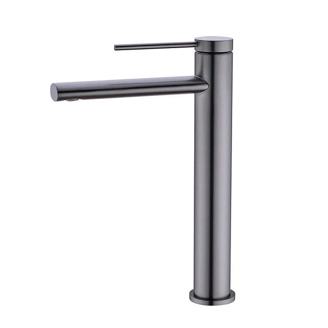 Deck mounted bathroom sink faucet - single-handle control