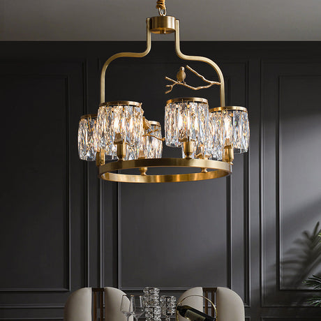 Crystal Chandelier Bird Motif for Dining Room
