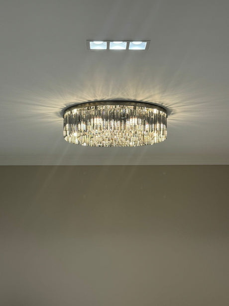 Tavian Grey Crystal Chandelier - Ambient Lighting for Living Room