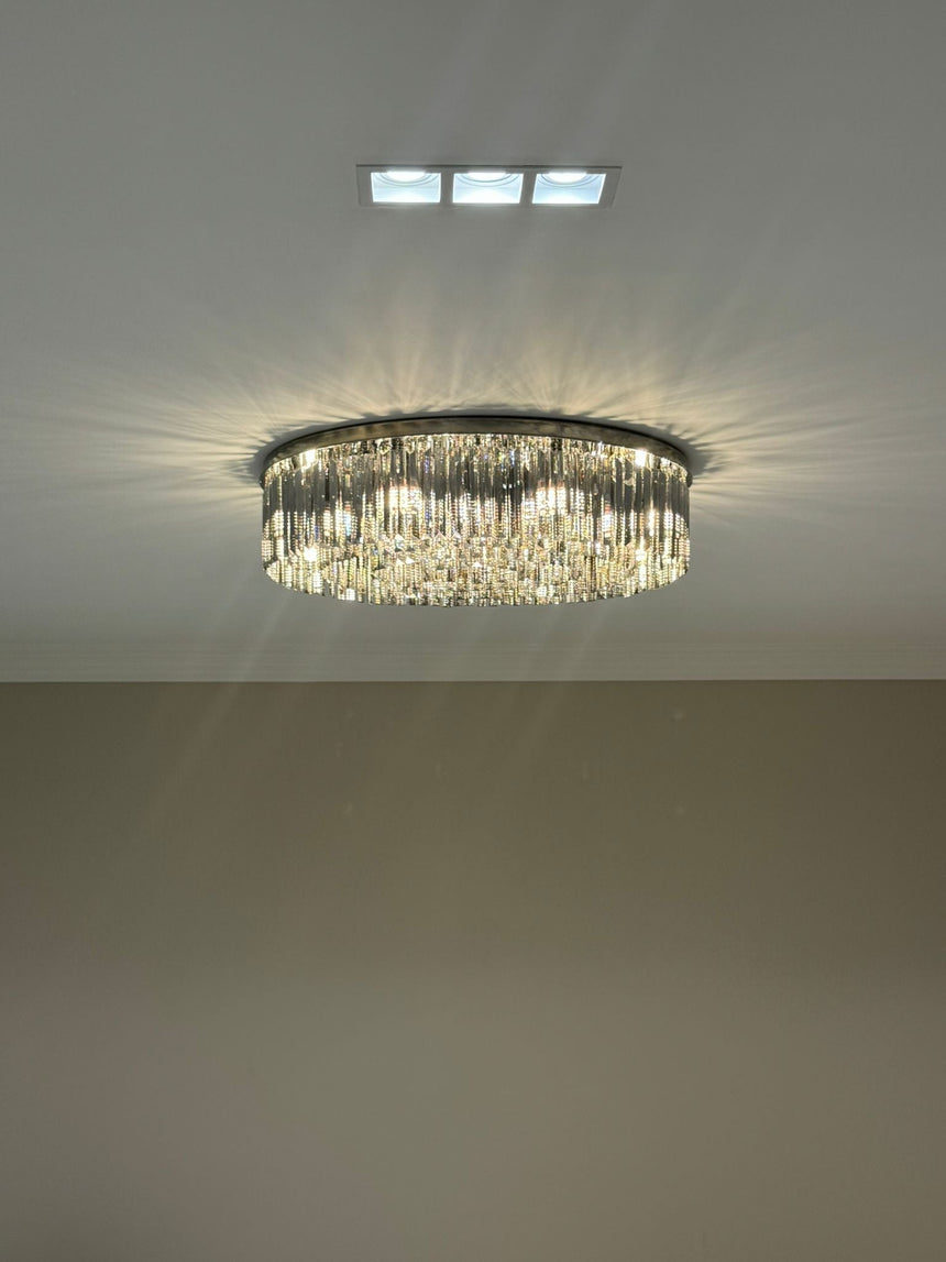 Tavian Grey Crystal Chandelier - Ambient Lighting for Living Room