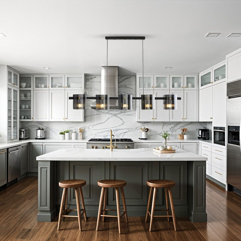 Long Glass Chandelier for Dining Room