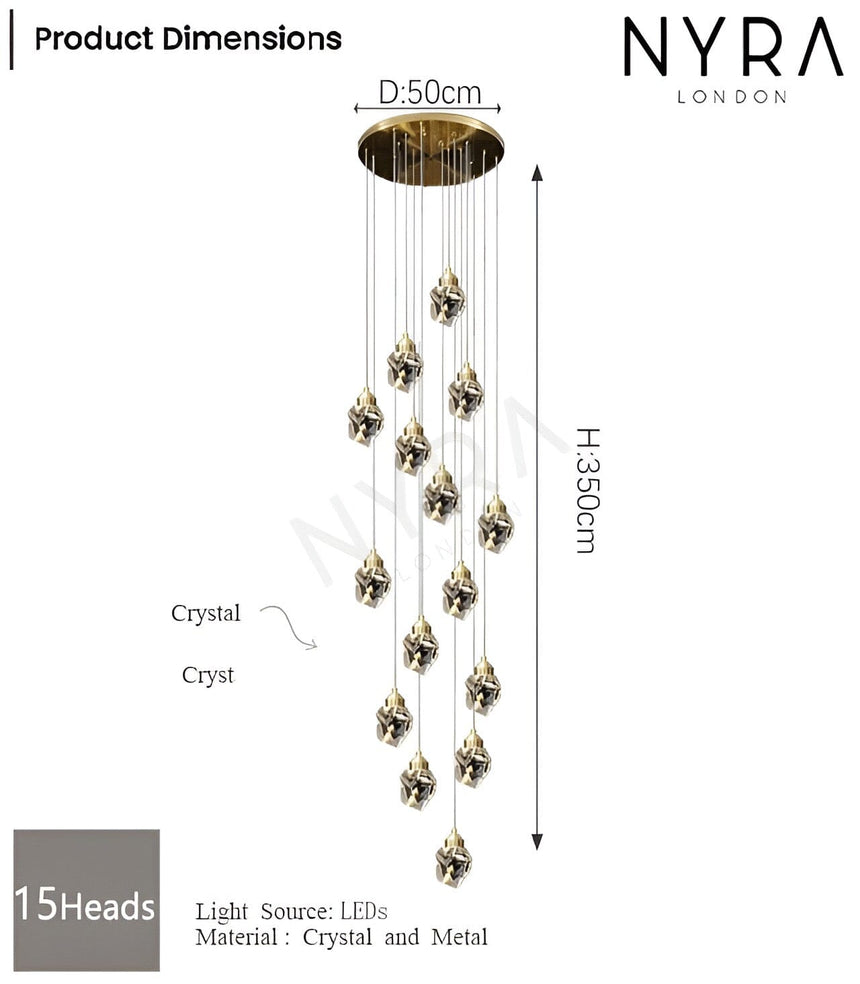 crystal chandelier chain detail view