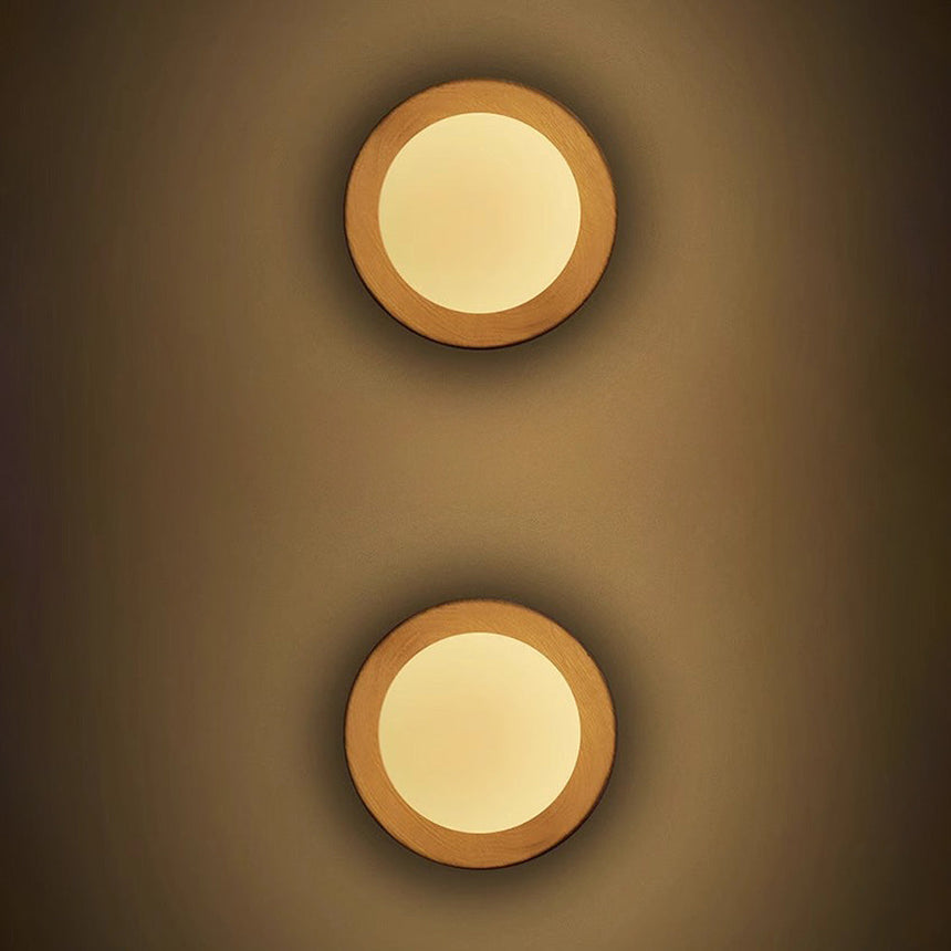 White Wall Sconce with Wood Accents
