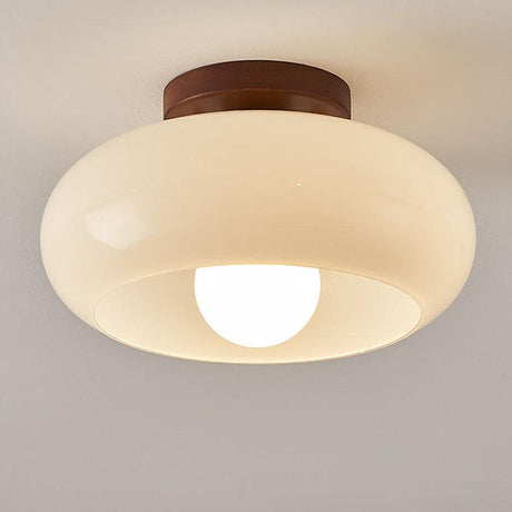 Wood And Glass Ceiling Light With Vintage Design - OroDwell