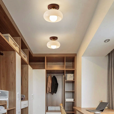 Vintora Vintage White Wood Ceiling Light – Hero View - OroDwell