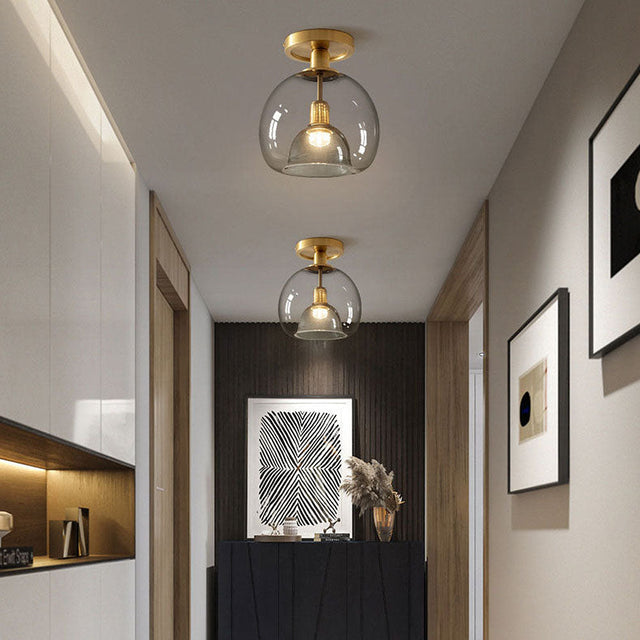 AerisGlow Modern Grey Glass Ceiling Light – Hero View - OroDwell