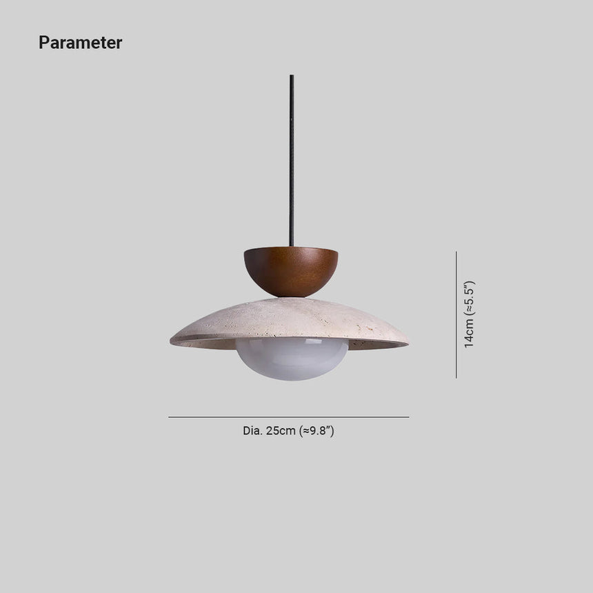 Circular Travertine Pendant Light Fixture