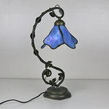 Resin Table Lamp with Engraved Glass Accents