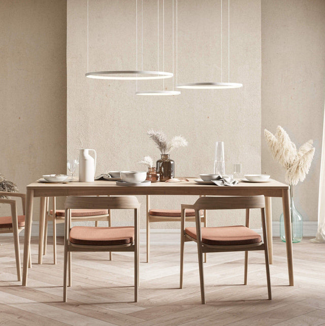 White aluminum pendant light with remote control design
