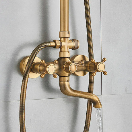 In-wall shower system - antique brass finish