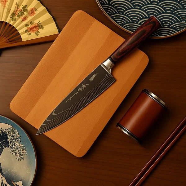 High-Carbon Steel Chef Knife With Rosewood Resin Handle - OpalDwell