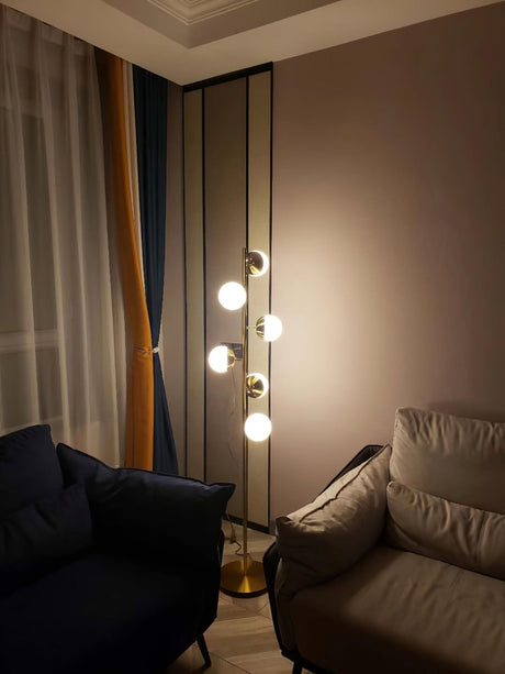 LunaraGlow Mid-Century Glass Sphere Lamp for Living Room