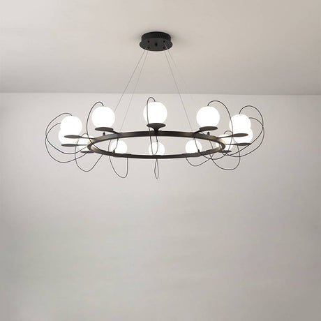 Globe Chandelier Installed Overhead View OpalDwell