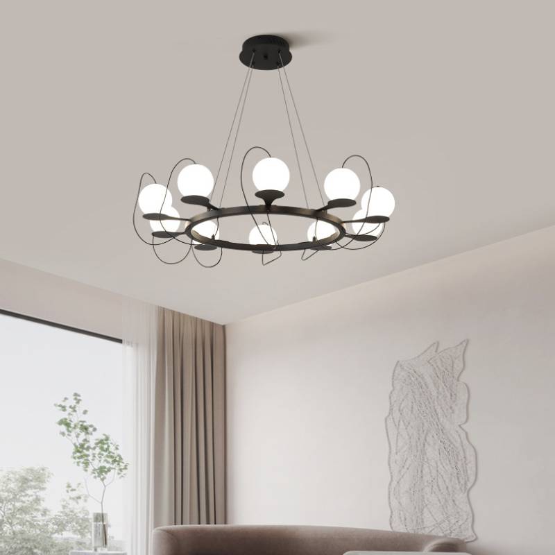 Contemporary Ring Chandelier LED Globe Shades