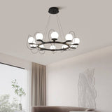Contemporary Ring Chandelier LED Globe Shades OpalDwell