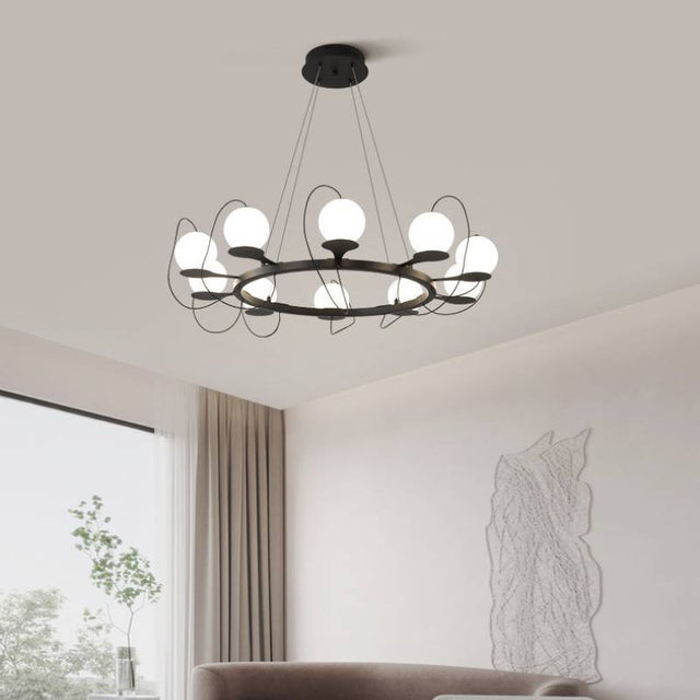 Contemporary Ring Chandelier LED Globe Shades OpalDwell