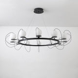 Ring Chandelier White Finish Detail OpalDwell