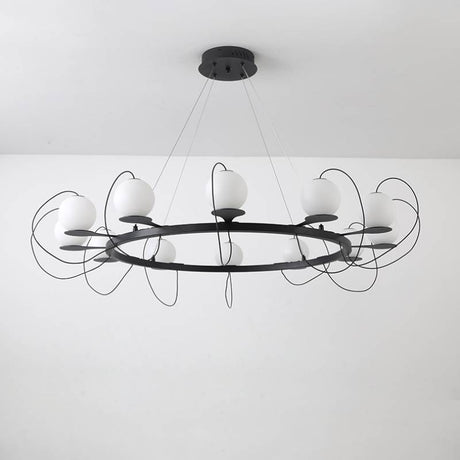 Ring Chandelier White Finish Detail OpalDwell