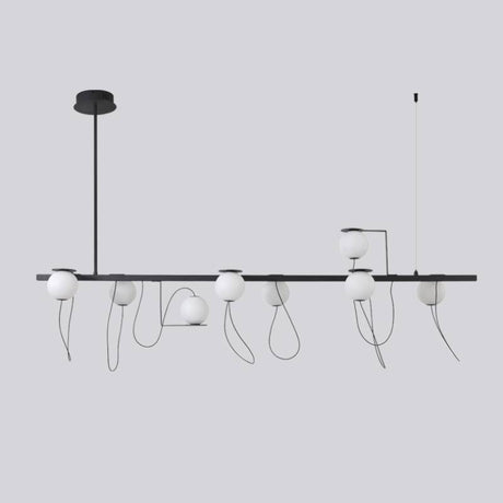 Globe Shade Chandelier Side Angle View OpalDwell