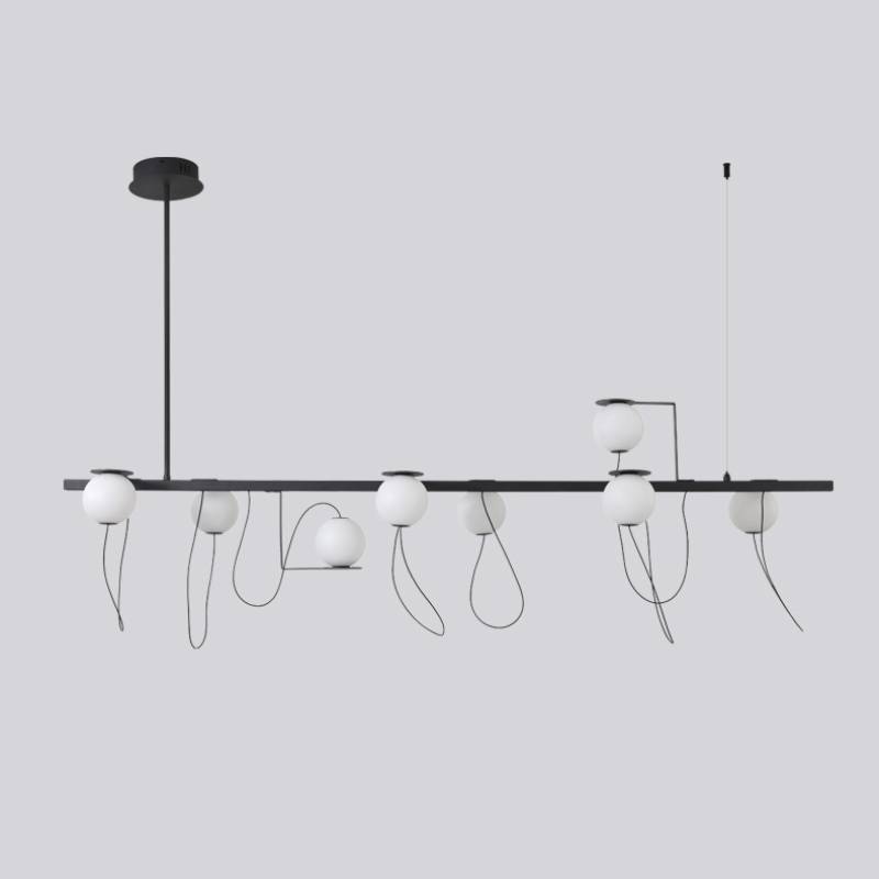 Globe Shade Chandelier Side Angle View OpalDwell