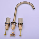 Dual-handle basin faucet installed in a bathroom setting