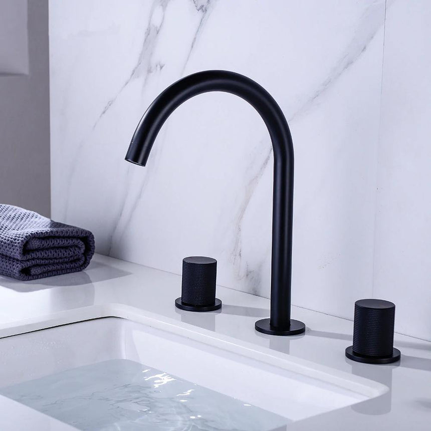 Dual-handle basin faucet for contemporary home interiors