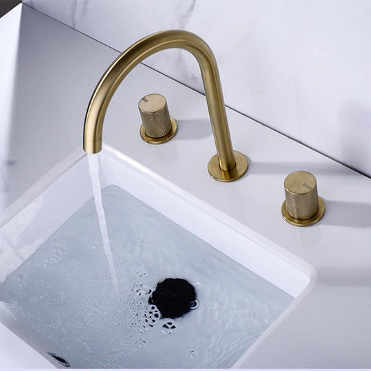 Dual-handle basin faucet - brass construction