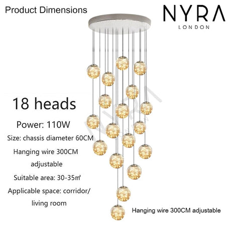 Glass Orb Chandelier Modern Stairway Fixture