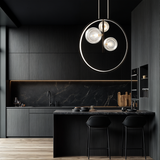 Adjustable cable glass pendant light for kitchen island