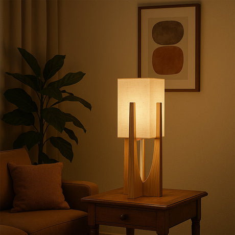 Walnut wood lamp for reading nook