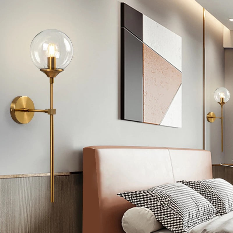 Modern glass ball wall light for bedroom