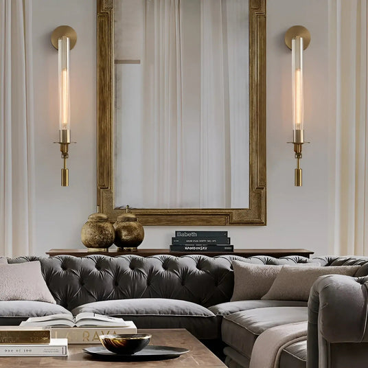 Glass and Metal Wall Lamp for Living Room Lighting | OroDwell