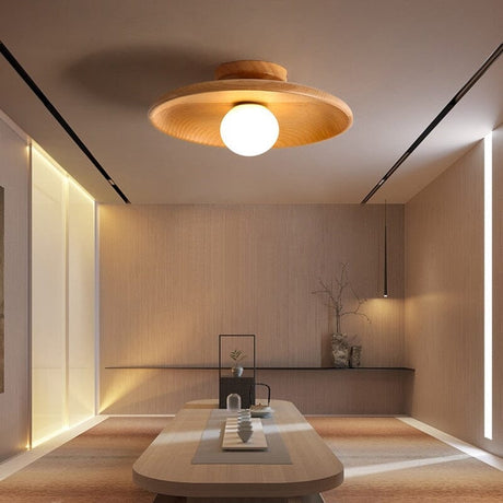 Handcrafted Wood Ceiling Lamp for Entryway and Bathroom