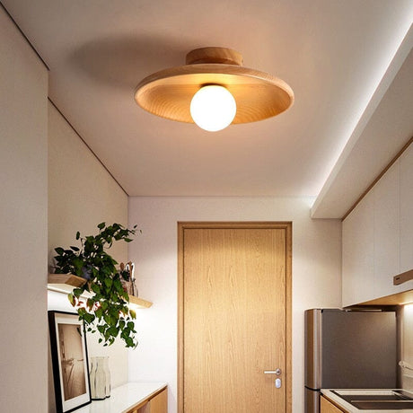 Rustic Wood Ceiling Light Close-up Detail