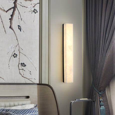 rectangular vertical alabaster wall lamp for living room accents