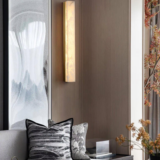rectangular vertical alabaster wall lamp for bedroom lighting