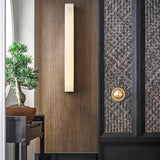 Lyra Brass Alabaster Wall Lamp Modern Vertical for Bedroom - OpalDwell