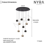 Clear Glass Chandelier Nine Head Configuration