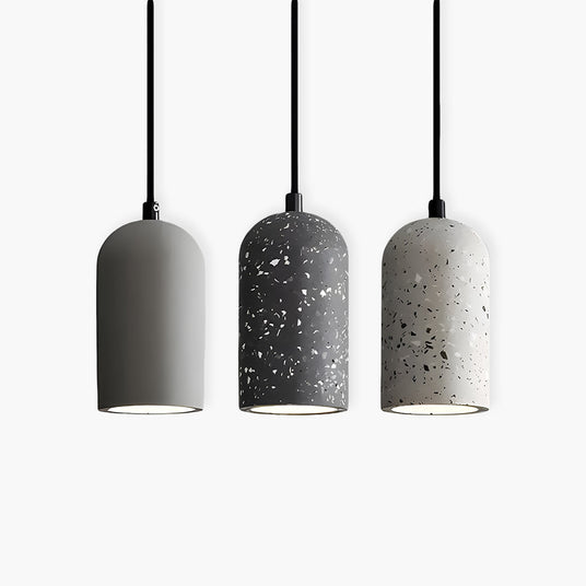 Industrial pendant light with a stone shade