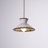 Retro Ceramic Pendant Light Scalloped Cream Shade Detail