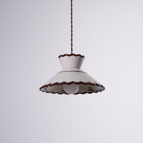 Ceramic Pendant Light Brown Edge Accent Close-Up