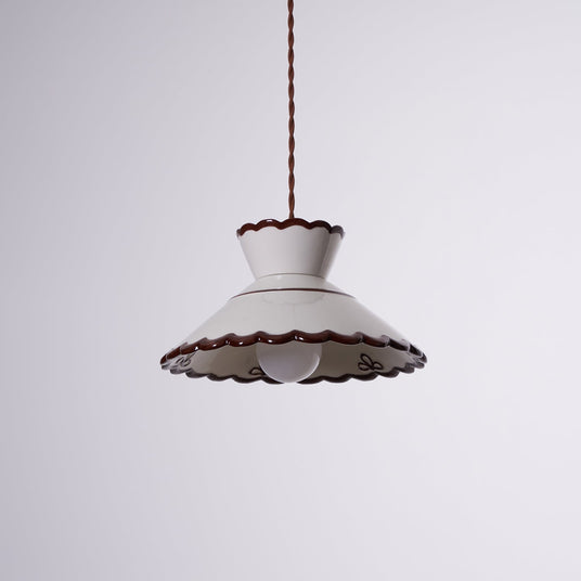 Ceramic Pendant Light Brown Edge Accent Close-Up