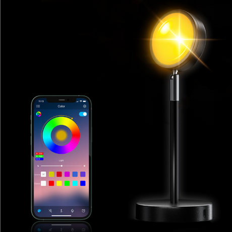 app-controlled color-changing mood lamp for bedroom ambiance