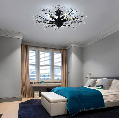 Flush Mount Ceiling Light Installed Above Dining Table