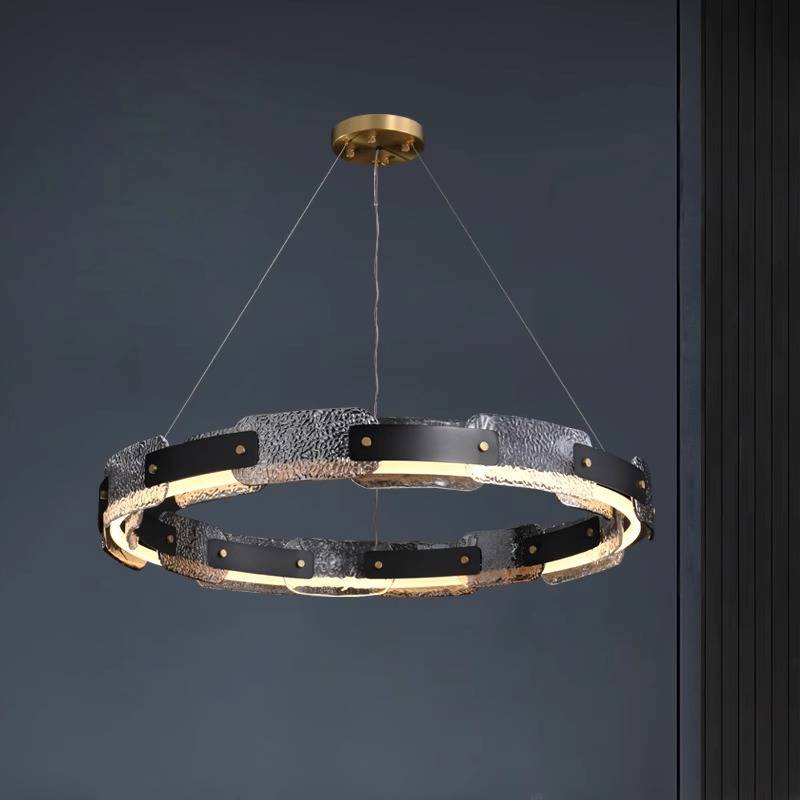 Smoked Glass Ring Chandelier Full View OpalDwell