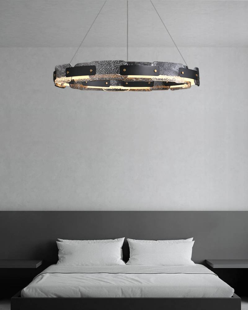 Ring Chandelier Installed Overhead View OpalDwell