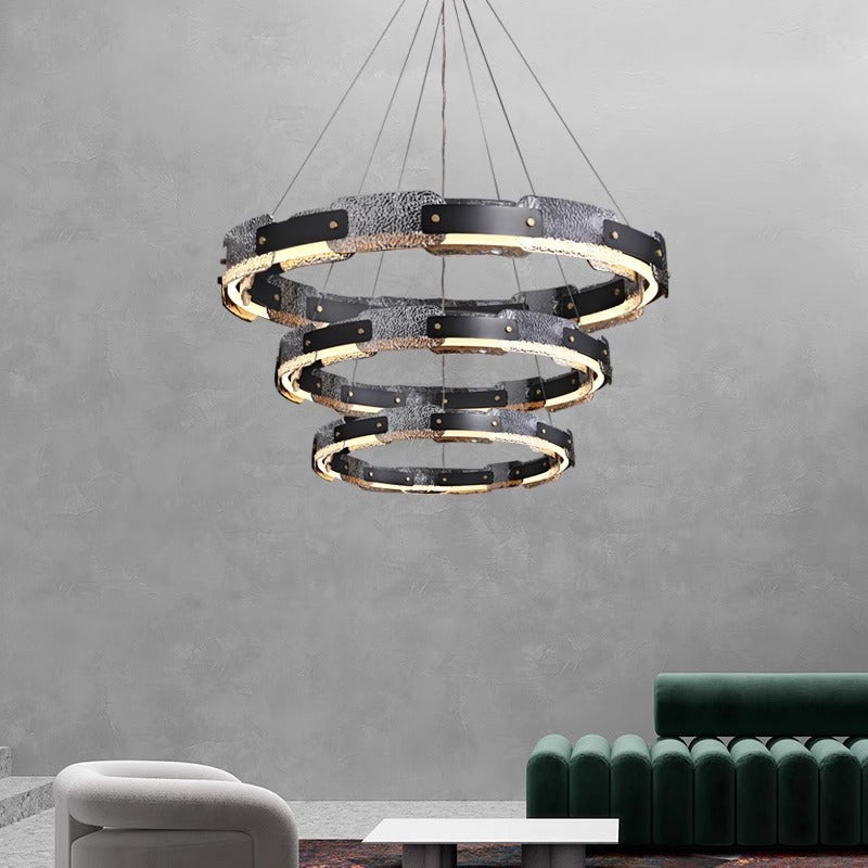 Modern Smoked Glass Ring Chandelier LED