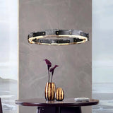 Modern Ring Chandelier Black Finish Detail OpalDwell